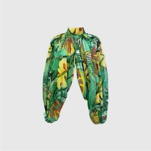 Love Highlight Boho Tropical Leaf Print Sheer Top Size Small